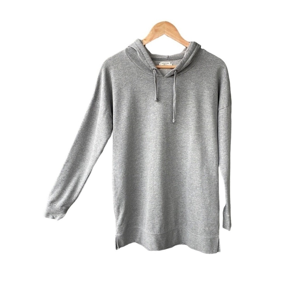 Volcom Lived In Sweater Hoodie Heather Gray Pullover Relaxed Fit Womens Size XS